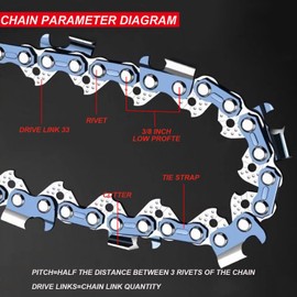 8 Inch Chainsaw Chain 3 Pack,050" Gauge, 3/8" Low Profile Pitch, 33 Drive Links Pole Saw Chain,Compatible with Portland, Greenworks, Kobalt, Remington and More,S33