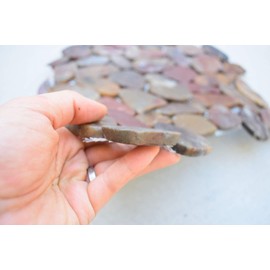 Flat Pebble Interlocking Tile Marble Mosaic Tiles (10-Sheets) Kitchen, Bathroom, Deck and Patio Flooring Natural Auburn Red Stones Tile Quick and Easy Grout Installation FP105-10