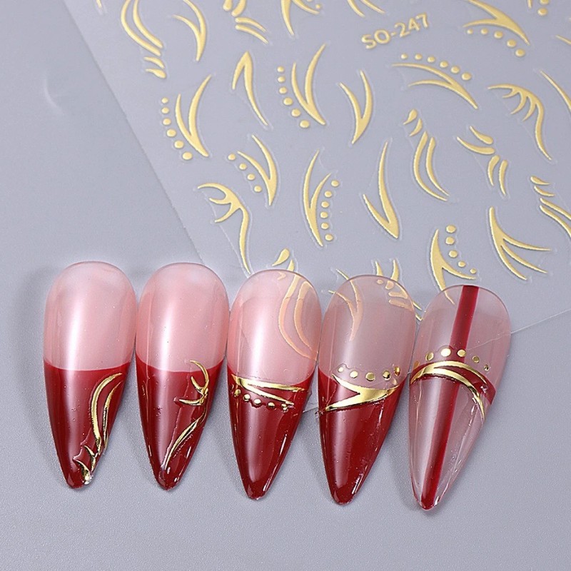 Unbranded 4Pcs Set Nail Stickers Abstract Line Self-Adhesive Slider Peel