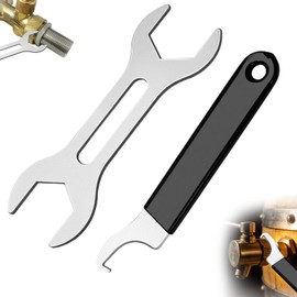 2-Piece Beer Faucet Wrench Set, Beer Tap Wrench Tool, Dual-Head Open End Wrench 1.1" & 1.24" and Hook Wrench 1.18" with Non-Slip Rubber Grip for Draft Beer Tap, Kegerator, Keg Coupler Maintenance