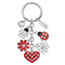MONNEL Red Ladybug Heart Keychain for Women Gifts Daisy Sunflower Natural Flowers Keychains Clip Hook Key Ring Purse Charms Pendants Accessories with Velvet Bag Z427