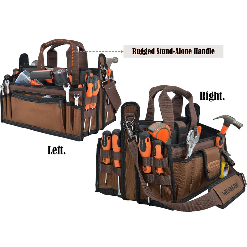 WELKINLAND 20-Pockets Tool Tote Bag, 16" Electrician Tool Bag, Open-Top