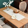 Reversible Double Layer Table Runner Faux Linen Fabric Beige Table