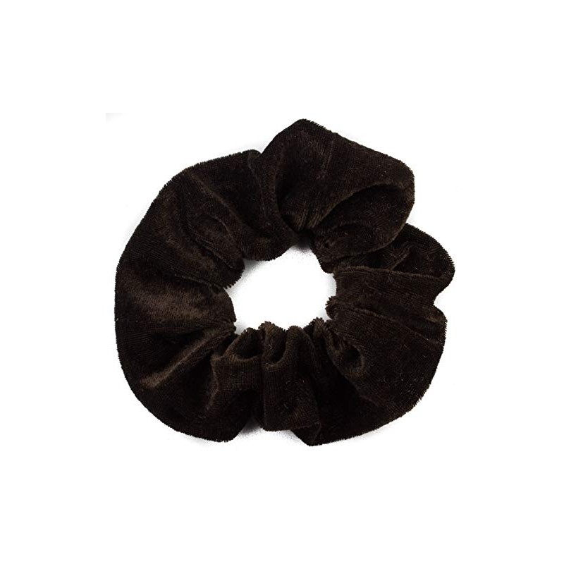 Mytoptrendz® Plain Soft Large Velvet Ponytail Hair Elastic Scrunchie (Brown)