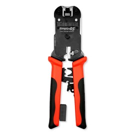 Simply45 ProSeries All-In-One RJ45 Crimp Tool for Pass-Through & Standard WE/SS RJ45 - Includes Tool Lock, Click Socket, Blade Storage, Stripper/Cutter - S45-C101