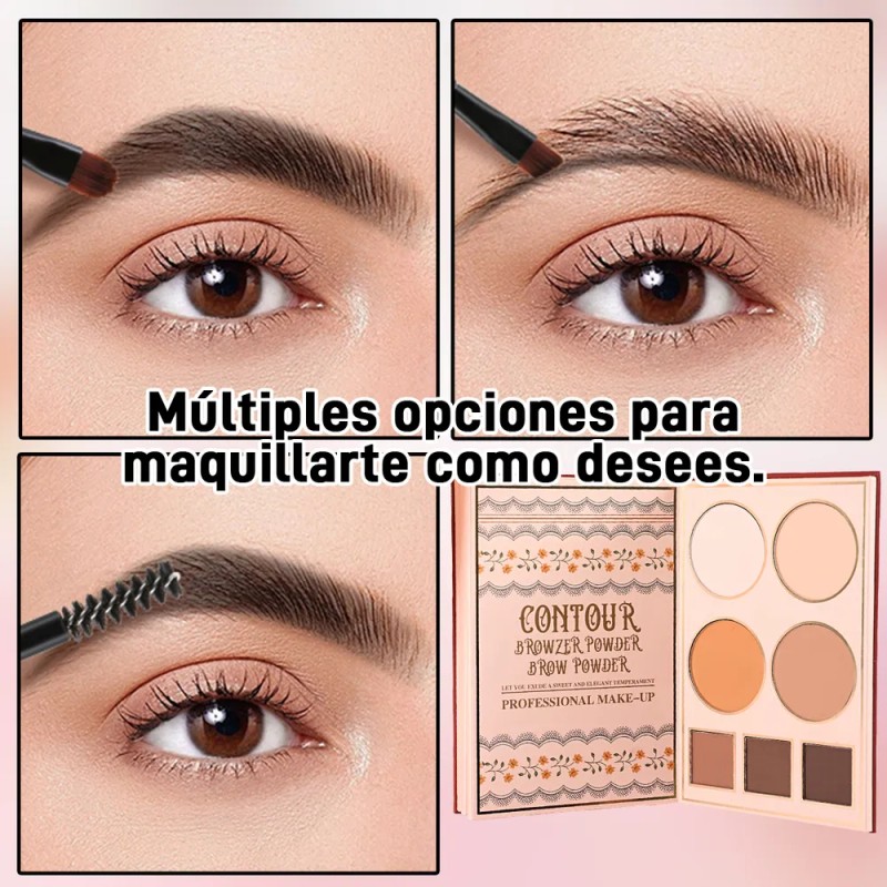 5 En 1 Paleta Sombras, Contorno, Iluminación, Labial Y Rubor
