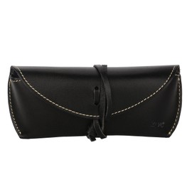 ZLYC Unisex Handmade Leather Collection Hard Eyeglass Case Sunglasses Holder (Black)