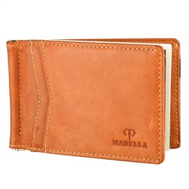 MABELLA RFID Blocking Slim Minimalist Thin Bifold Wallet Mens Gifts Front Pocket Money Clip