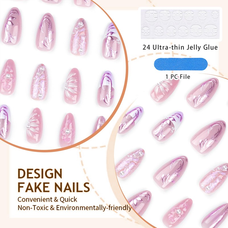 GlamRays 3D Press on Nails Hand Finished Fake Nails With
