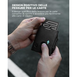 DODENSHA Airtag Mini Geldbörse mit Münzfach und RFID-Schutz I Portmonee Herren I Kartenetui Geldbeutel Leder I Slim Wallet I Karten Portemonnaie Klein | Kreditkartenetui | Carbon