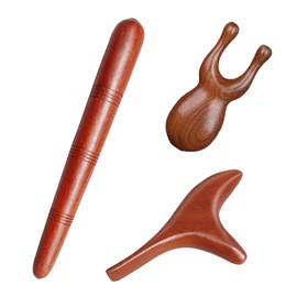 PAVIKE Pressure Point Pushing Rod, Wooden 3 Types, Set of 3 Types, Massage Sticks, Foot Pressure Poles, Face, Waist, Shoulder, Neck, Back, Foot Massage, Acupressure Massage, Press Point