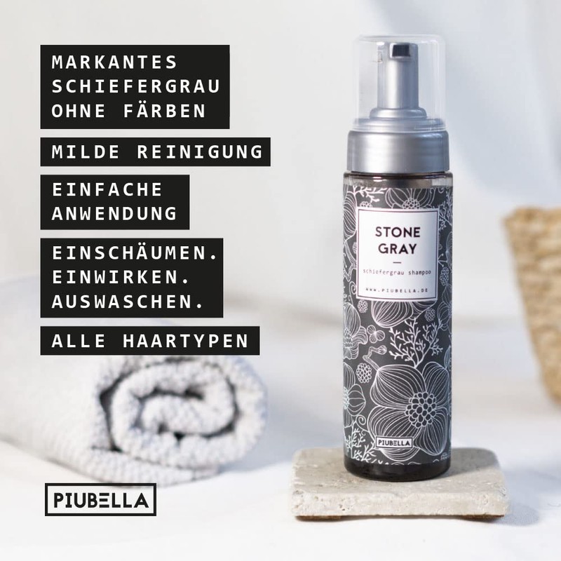Piubella Stone Grey Anti-Grey Tint Slate Grey Tint Shampoo for