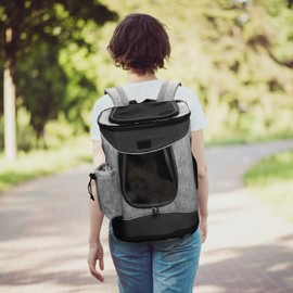 Solaris Adjustable Pet Carrier Backpack for Dogs and Cats, Puppies, Portable Cat Carrier Backpack with Bottle Pocket, Two Mesh Window for Breath