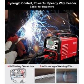 HONE MIG Welder Machine 110V,135A Flux Core Welder 3 in 1 Portable Welder,MIG/Stick Welder/Lift TIG Welding Machine with Large LED Display, Gasless Wire Welder with Flux Core Wire