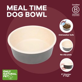 Only Natural Pet Meal Time Pet Bowl Dog Food Bowl - 50% Plant-Based, Eco-Friendly, BPA & Phthalate-Free, No-Slip Bottom, Dishwasher Safe, Ideal for Small to Medium Dogs - Dark Gray, Small 6" x 2"