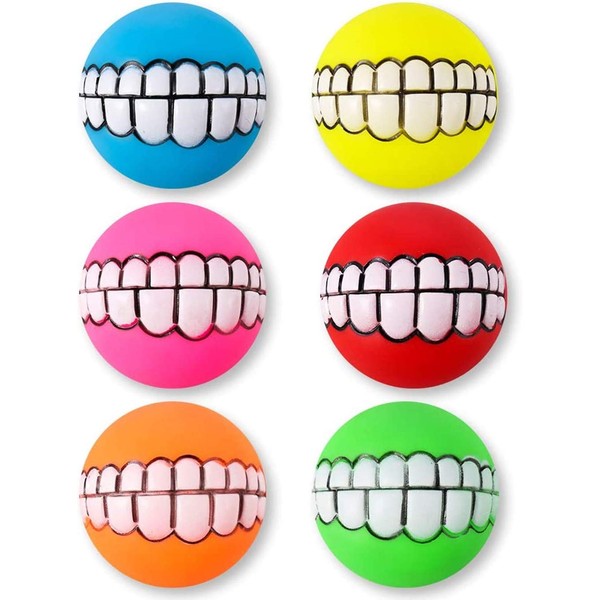 ProLeo Dog Teeth Ball Toy, 6 Pack, Vinyl, Squeaky, Chew