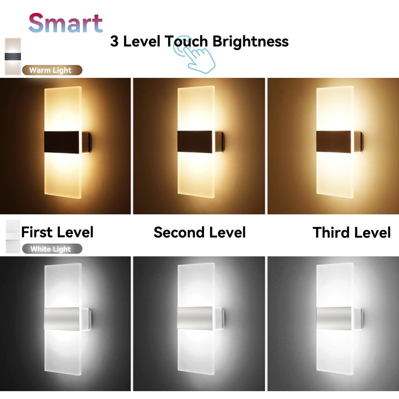 FelRelWel Modern Wall Sconces,Rechargeable USB Battery Operated,2 PCS Acrylic LED