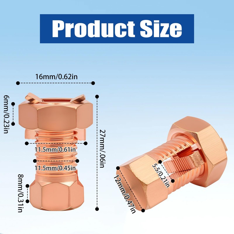 Electric Fence Split Bolt Connectors - High Strength Brass Ground