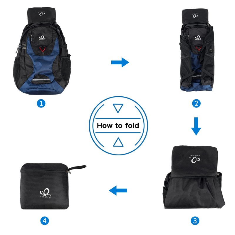 WATERFLY Foldable Backpack Hiking Backpack 30L: Lightweight Daypack with Wet