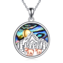 YFN Mountain Bear Necklace for Women 925 Sterling Silver Nature Necklace Jewelry Gift for Skiers, Hikers, Campers, Climbers and Nature Lovers, Middle, Sterling Silver, No Gemstone
