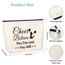 Cheer Gifts for Women Girls Cheer Makeup Bags Cheer Team Gift Cheer Coach Gift Cheer Gifts for Teen Girls Inspirational Gift for Cheer Mom Sister Birthday Christmas Thanksgiving Present Cosmetic Bag