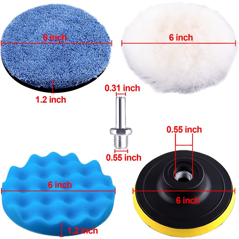 SIQUK 17 Pieces 6 Inch Buffing Pads Foam Polishing Pad