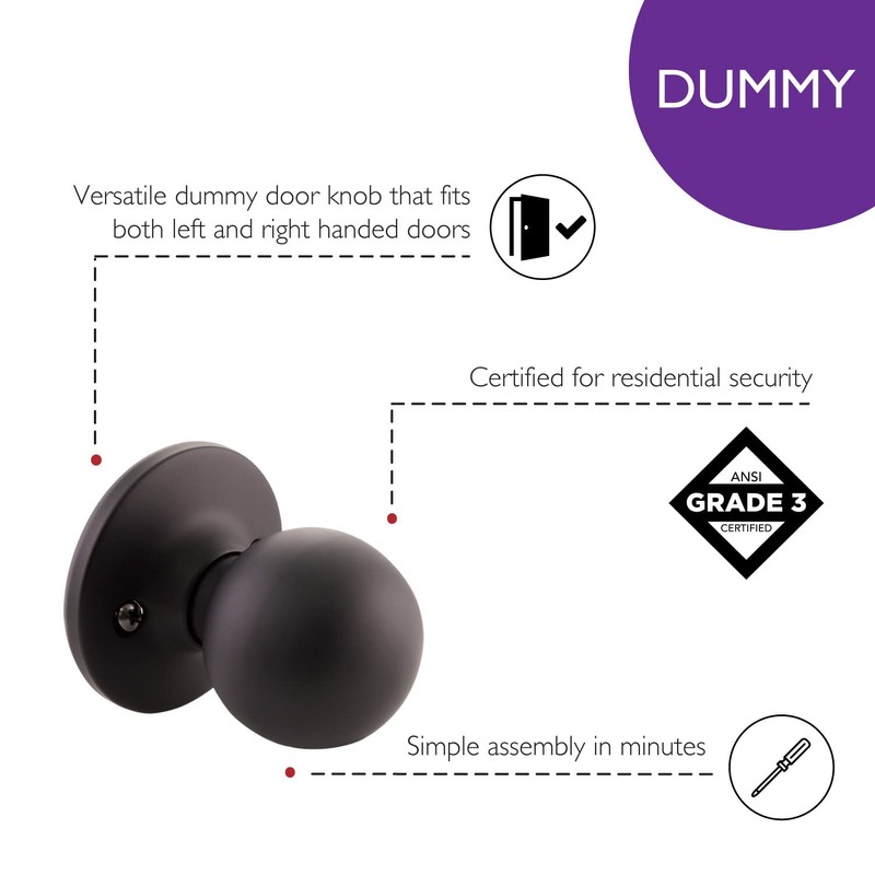 Design House Ball Dummy Door Knob in Matte Black