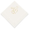 Weddingstar 3-Ply Gold Foil Cocktail Napkins White - Double Hearts