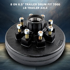 RigsNParts 8 on 6.5" Trailer Brake Drum Kit 12"x 2" Fit for 7000lbs Heavy Duty Trailer 8 Bolt Trailer Brake Hub Drum - 008-219-04-22004K