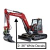 Yanmar 36” Stickers White (2 Set) Decals Mini Excavator Construction Replacement
