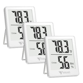 DOQAUS Indoor Thermometer [3 Packs], Humidity Gauge Room Thermometer for Home, Digital Hygrometer, Accurate Temperature Humidity Monitor Meter for House, Office, Greenhouse, Home White (2.3X1.8inch)
