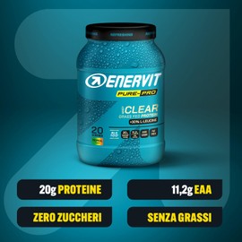 Enervit Pure-Pro 100% Clear Whey Protein Grass-Fed BLG-100 Gusto Tropical, Bevanda Istantanea di B-Lattoglobulina del Latte Vaccino, 20g di Proteine per Dose, Senza Lattosio e Zero Grassi, 500 g