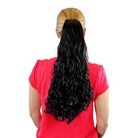 WIG ME UP - JL-4012-1B Ponytail Hairpiece extension long curled curls black claw clamp 20inch
