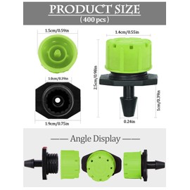 EBANKU 400 Stück Bewässerung Tropfer, 1/4 Inch Bewässerungs Sprinkler Einstellbar, Micro Flow Tropfbewässerung Tropfer Kopf, Garten Bewässerung Micro Drip Bewässerungssystem (Grün)