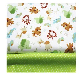Fuya Cotton Fabric with Monkeys, Dots, Patchwork, Fabric, Ideal for Quilting, Baby and Children’s Clothing, 160 x 100 cm, 2 Pieces