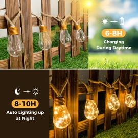 btfarm Solar Fairy Lights Outdoor with Remote Control, 8 m Vintage Fairy Lights Outdoor Solar Weatherproof with 16 Bulbs 8 Modes Timer Solar Fairy Lights Outdoor for Balcony Garden Party Decoration