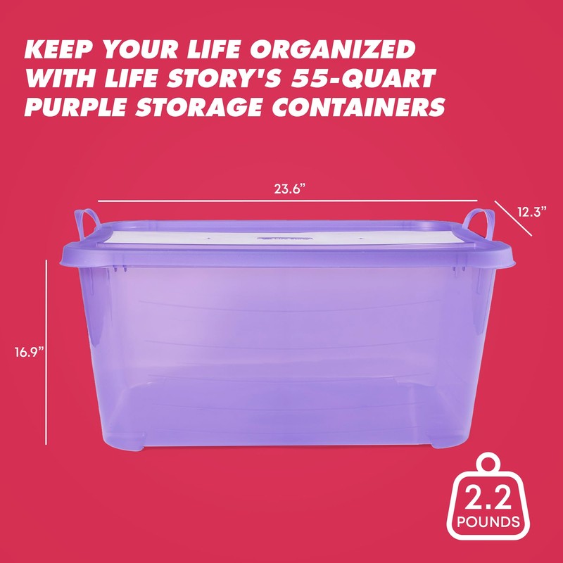 Life Story 6-Pack Stackable Plastic Storage Bins w/Handles & Snapping