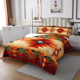 Juego de ropa de cama occidental tamaño individual, colcha suroeste para niños, adolescentes, mujeres y hombres, juego de edredón azteca, tribal bohemio, juego de 2 piezas, geometría clásico, a rayas,
