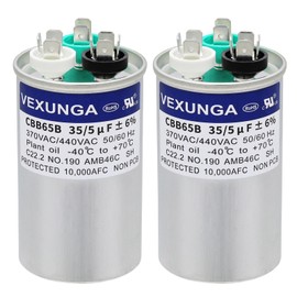 VEXUNGA 2PCS 35+5uF 35/5MFD 370V or 440V Dual Run Start Round UL Listed AC Capacitor 35 5 uF MFD 370 440 Volt VAC CBB65 Air Conditioner Capacitors for Fan Motor or Heat Pump or Condenser Straight Cool