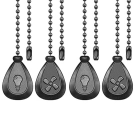 Dotlite Black Ceiling Fan Pull Chain, 4Pcs 12 Inches Decorative Fan Pull Chain Ornaments Extension, 3mm Diameter Beaded Ball Fan Pull Chain Extender with Connector (4 Pack)