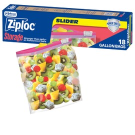 Ziploc Gallon Food Storage Slider Bags, Power Shield Technology for More Durability, 18 Count