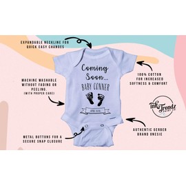 Ink Trendz Custom Coming Soon... Baby Feet Pregnancy Announcement Baby Bodysuit Onesie Romper 0-3 Months