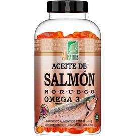 Aceite de Salmón Noruego Omega 3, 320 capsulas All Nature | Suplemento Alimenticio | Ingredientes Naturales | 100% Original | EPA | DHA | DPA | 320 Porciones | Mayores de 12 años | Vitaminas y Minerales | Adultos | Hombres y Mujeres | Para toda la familia