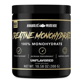 Anabolic Warfare Monohidrato de creatina, recuperación post-entrenamiento, aumento del rendimiento, carga sostenida, creatina premium (60 porciones)  
