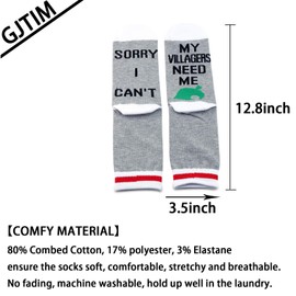 Game Inspired Gift Sorry I Can't My Villagers Need Me Novelty Gamer Socks (My Villagers Need Me CA)