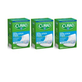 Curad Small Non-Stick Pads With Adhesive Tabs 2 Inches X 3 Inches 20 Each (Pack of 3)