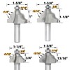 Akylin 4Pcs Wavy Edge Molding Router Bits,1/2" Shank,3/4",7/8",1-1/8",1-1/4" Cutting Height