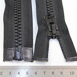 Black 18" - 40" INCH Chunky Zip No.10 Open END ZIPS Heavy Duty Zipper (22 Inch)