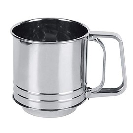 Flour Sifter Stainless Steel Handheld Manual Flour Sifter Sieve Strainer Non-Slip Handle Kitchen Baking Tool Rotating Sheet Design