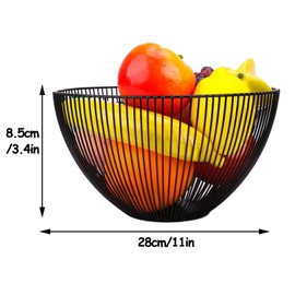 Wire Fruit Basket Black Fruit Bowl for Kitchen Counter Wave Fruit Basket Serving Bowl Wire Fruit Dish for Fruits and Veggies（yx）